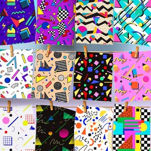 90s Memphis Seamless Patterns: Retro Digital Paper (SVG, EPS, Ai) image 2
