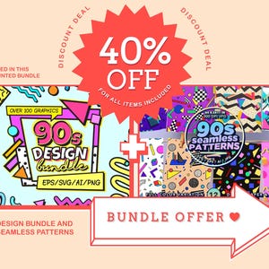 90s Memphis Seamless Patterns: Retro Digital Paper (SVG, EPS, Ai) image 5