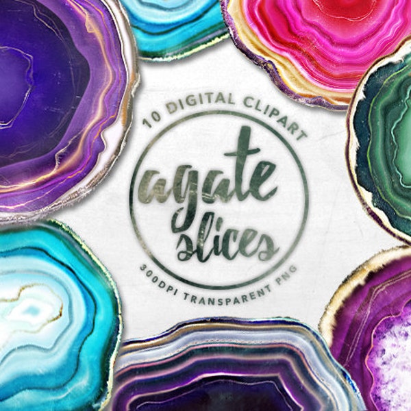 Agate Slices Digital clipart, Agate digital paper, crystal digital paper, crystals clipart, gem clipart, rock crystals, Precious Stones