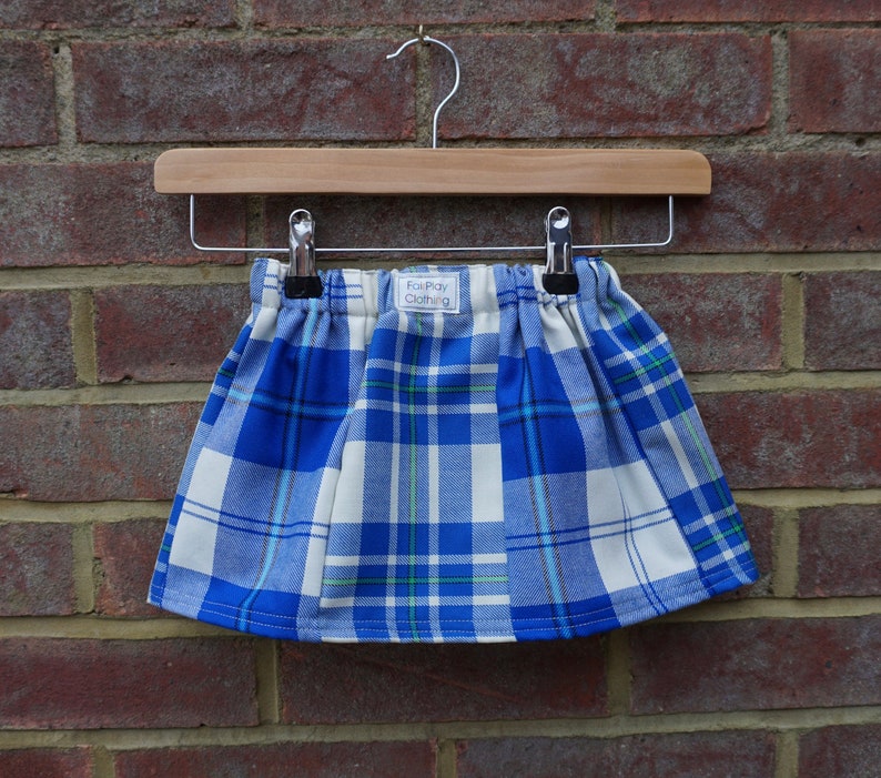 Blue with Green Zero Waste Tartan Skirt Age 1-3yrs