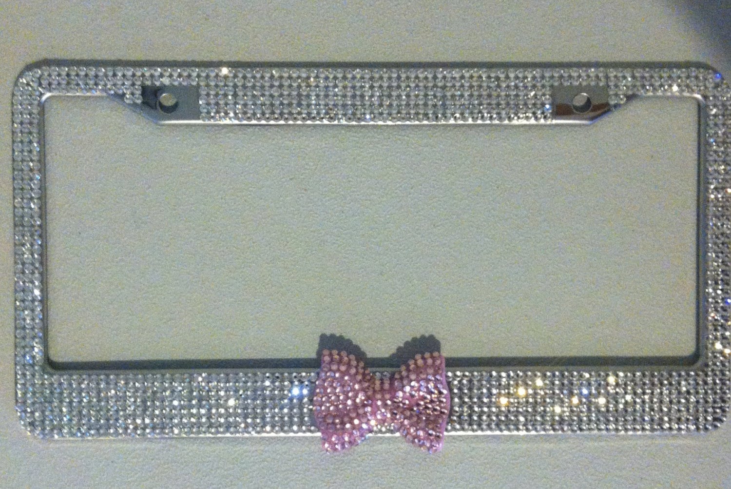 Clear Diamond Rhinestone Bling License Plate Frame with Pink Etsy