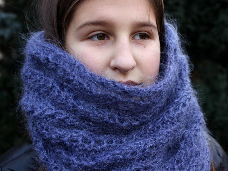 Knitted Scarf Mohair Cowl Infinity Chunky Knit Tube Scarf Etsy