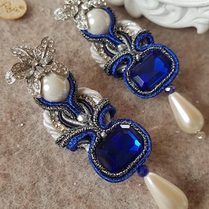 Orecchini artigianali, orecchini soutache cuciti a mano in Italia, gioielli da cerimonia