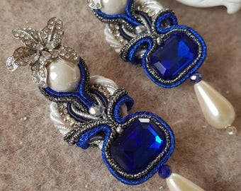 Orecchini artigianali, orecchini soutache cuciti a mano in Italia, gioielli da cerimonia
