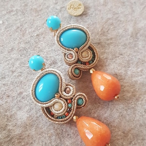 Soutache の Orecchini、イタリアの cuciti a mano、orecchini turchesi