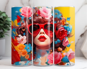 Personalized Floral Woman Stainless Steel Tumbler, Bestie Gift