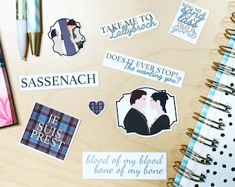 Outlander Sticker Set - Jamie and Claire Sticker Set - Bookish Stickers - Book Stickers - Fraser Stickers - TV Show Stickers