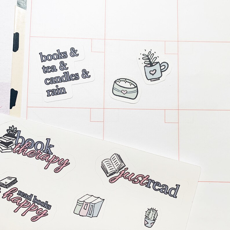 Book Therapy Sticker Sheet Bookish Stickers Book Stickers Etsy