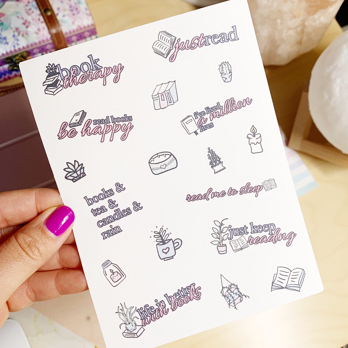 Book Therapy Sticker Sheet Bookish Stickers Book Stickers Etsy