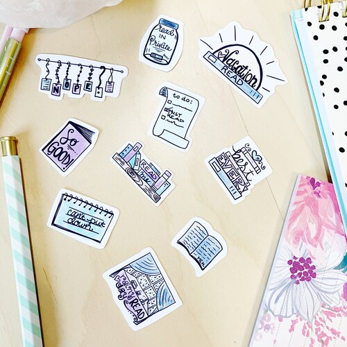 Reading Journal Bookish Moods Doodle Sticker Set Reading Etsy