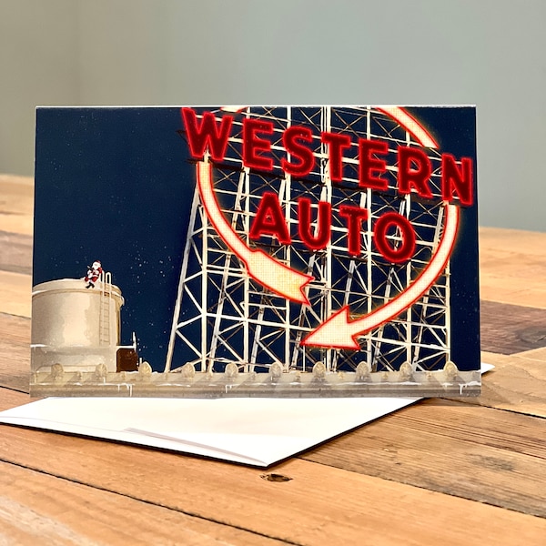 Western Auto - Kansas City 4"x6" Folded Holiday Card - Blank Inside