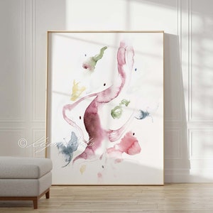 Skin Collagen Abstract Art, Dermatology Decor, Skin Anatomy Abstract Science Art, Watercolor Histology Poster