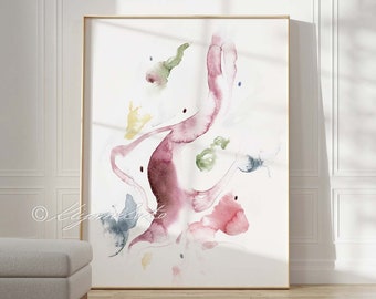 Skin Collagen Abstract Art, Dermatology Decor, Skin Anatomy Abstract Science Art, Watercolor Histology Poster