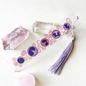 Handmade Blood Cells Clear Bookmark, Science Gift