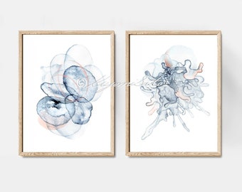 Resting Platelets & Activated Platelets Set of 2 Art Prints, Science decor Microbiology