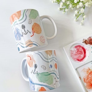 Watercolor Science Porcelain Mug Science Gift, Colorful Mug