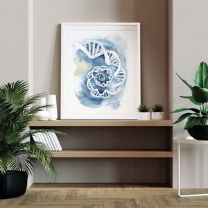 DNA Spiral Abstract Art Genetics Poster, Molecular Biology Print, Biochemistry Wall Decor Gift image 5