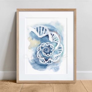 DNA Spiral Abstract Art Genetics Poster, Molecular Biology Print, Biochemistry Wall Decor Gift