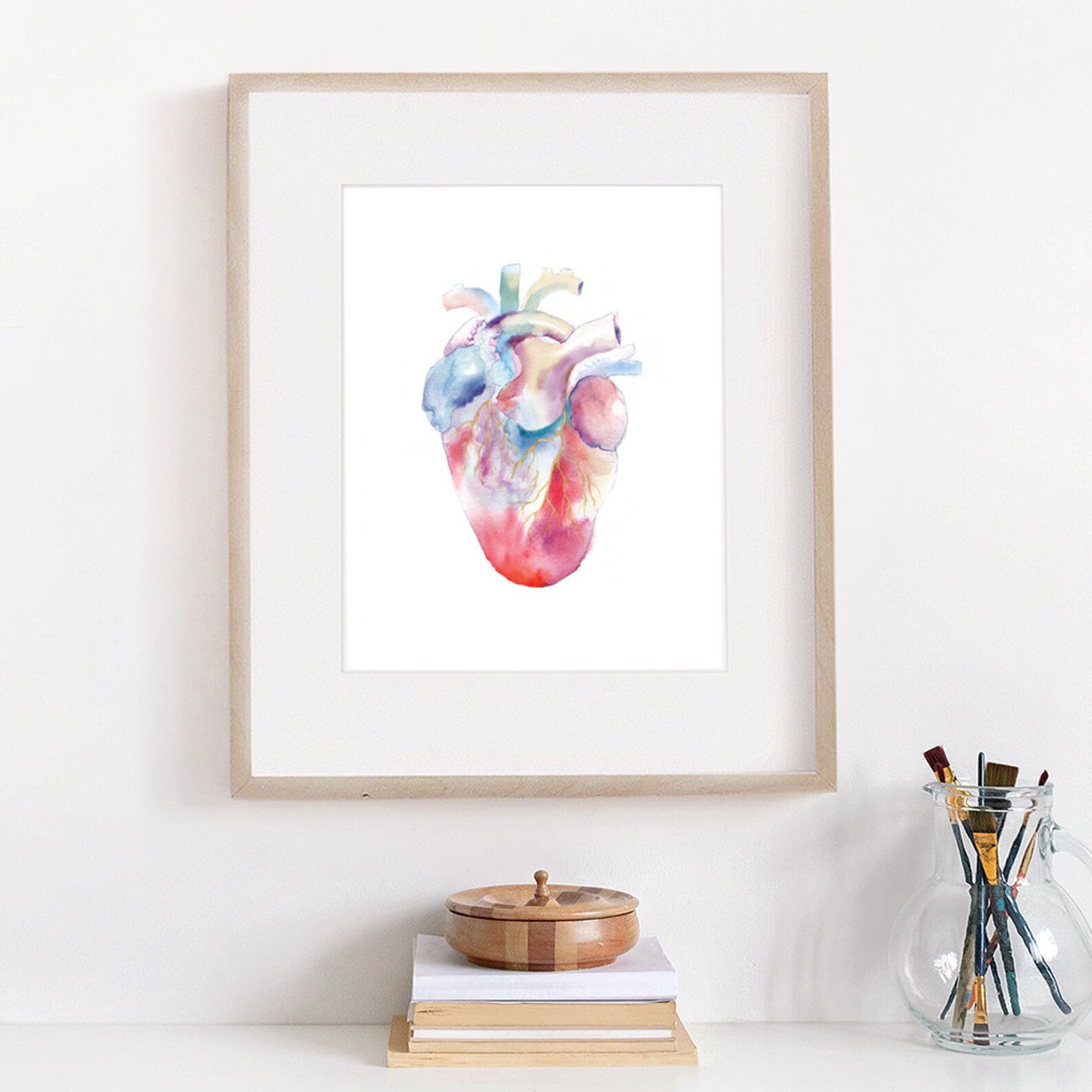 Human Heart Watercolor Painting Poster Science Art Biology Etsy
