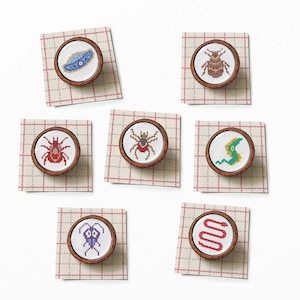 Retro Parasite pin with wooden frame, Parasitology Pin button Microbiology Accessory