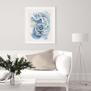 DNA Spiral Abstract Art Genetics Poster, Molecular Biology Print, Biochemistry Wall Decor Gift image 3