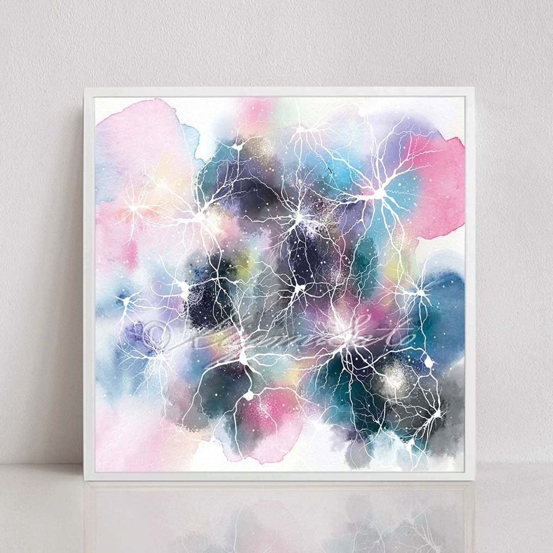 Firing Synapse Galaxy Abstract Art Biology Poster, Science Art Print ...