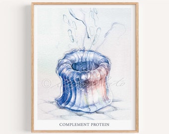 Complement Protein Innate Immunity Art Print, Microbiology Immunology Science Art Biology Art Poster, Immune System Art Poster