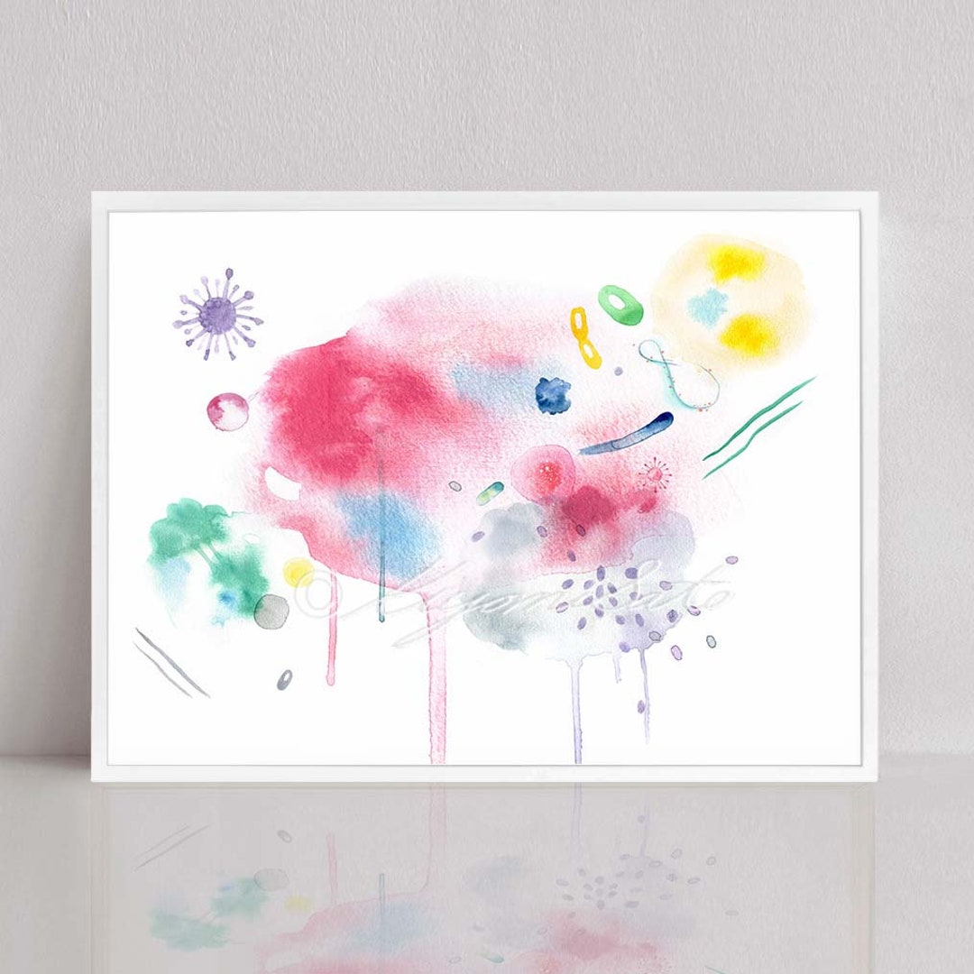 Bacteria Culture, Microbiology Watercolor Abstract Painting Poster ...