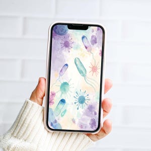 Telefoonachtergrond met microbiologiethema, direct te downloaden, digitaal te downloaden