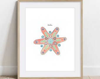Diatom Star Art Print, Microbiology Biology Poster