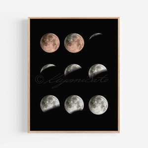 Lunar eclipse Poster, Astronomy Art, Lunar Art Print, Moon Minimalist Art Bild 2