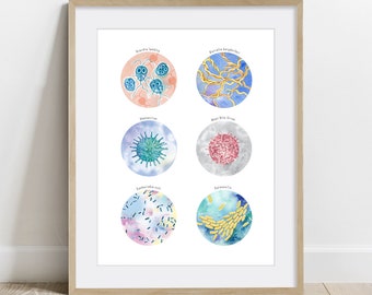 Climate Sensitive Disease Causing Pathogens Collection Science Microbiology Art Print