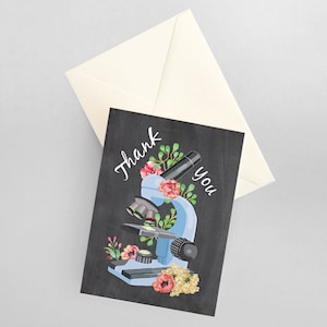 Science Teacher Thank You Card, Microscope Floral Design image 4