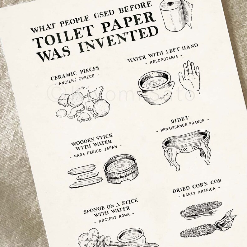 What People Used Before Toilet Paper Was Invented Bathroom Etsy