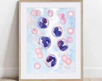 Monocyte Blood Cells, Biology Poster, Science Art print, White blood cell wall decor