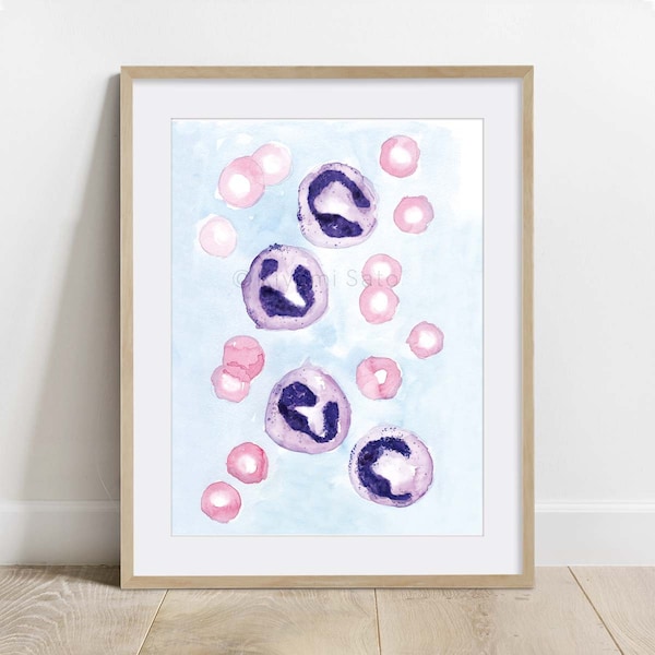 Neutrophils, Blood Cells, Biology Poster, Science Art print, White blood cell wall decor