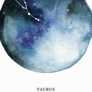 Taurus Constellation Astrological Sign Watercolor Art - Etsy