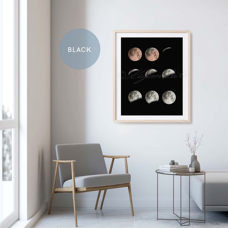 Lunar eclipse Poster, Astronomy Art, Lunar Art Print, Moon Minimalist Art image 5