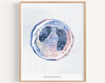 Eosinophil Innate Immunity Art Print, White Blood Cell Cytology Microbiology Immunology Science Art Biology Defensive Cell Art Poster