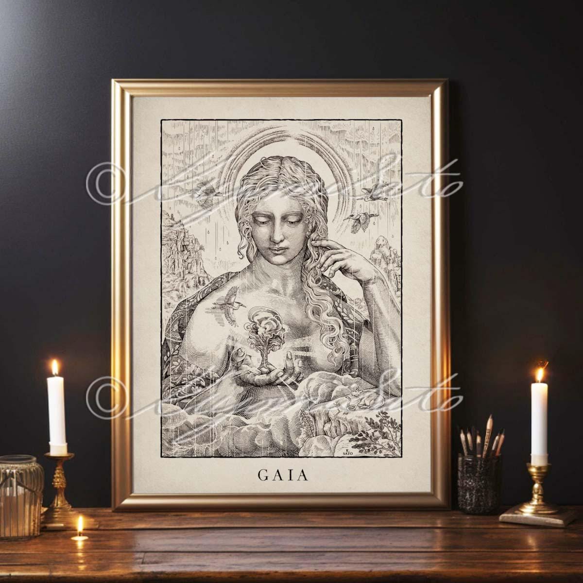 Gaia, Greek Myth Art Poster, Mythology Illustration, Greek Myth