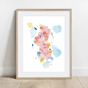Swimming Bacteria Abstract Watercolor Poster, Science Art, Microbiology Print