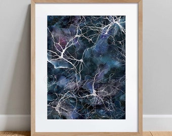 Neuron Galaxy Biology Watercolor Art Print Science Illustration Poster Neurology Art Neuroscience Illustration