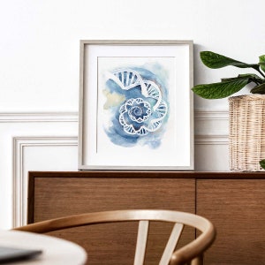 DNA Spiral Abstract Art Genetics Poster, Molecular Biology Print, Biochemistry Wall Decor Gift image 2