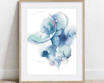 Cell Matrix Watercolor Art Print, Abstract Cytology Poster
