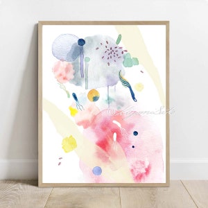 Lophotrichous Flagellum Bacteria Art, Abstract Watercolor Poster, Science Art, Microbiology Print