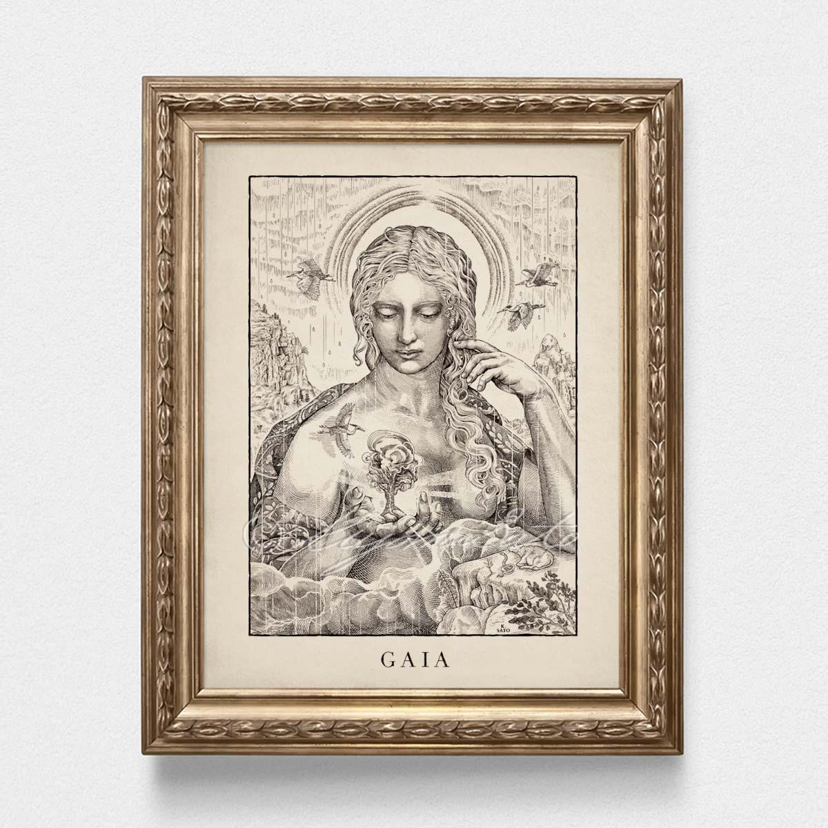 Gaia, Greek Myth Art Poster, Mythology Illustration, Greek Myth