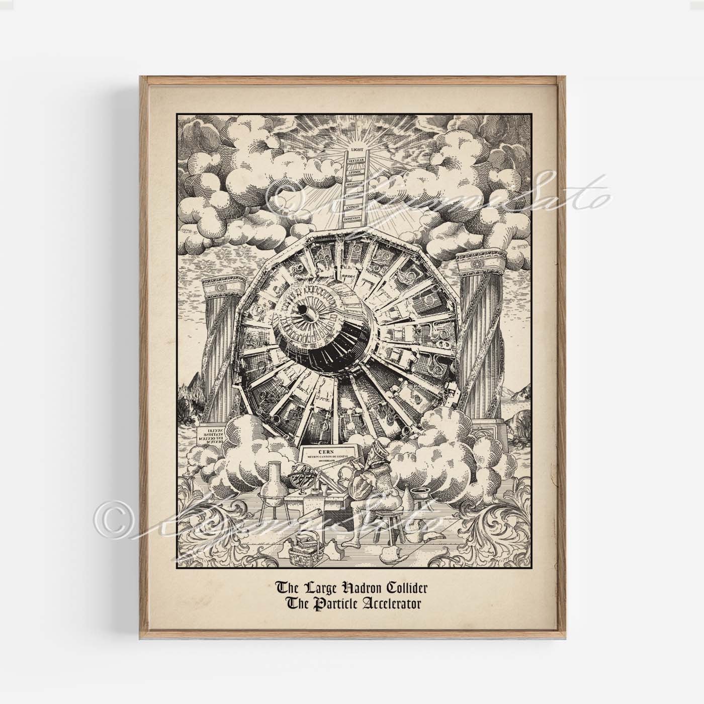CERN Medieval Style Poster, Print, Cross Hatching Wall Decor