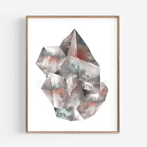 Smoky Quartz Art Print Watercolor Gemstone Poster