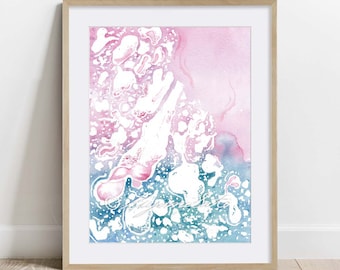 Abstract Bone Marrow Histology Art Poster, Hematology Art, Histology Watercolor Poster, Science Art Wall Decor, Biology Anatomy Science Art