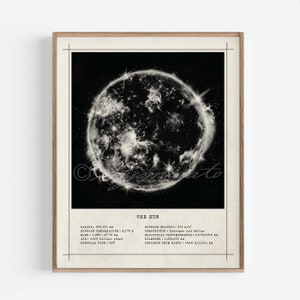Vintage Style Sun Poster, Solar Flare Science Art, Astronomy Art Print